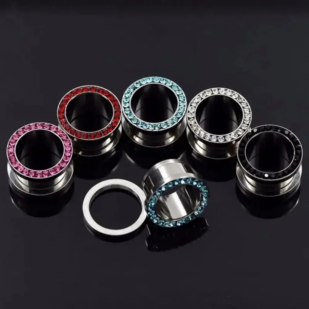 Metal color: Antique Bronze Plated, Main Stone Color: PURPLE - 2pc Steel Multicolour Crystal Ear Plug Flesh Tunnel 8g ( 3mm ) - 1" ( 25mm ) Gauge Expander Stretcher Screw Fit