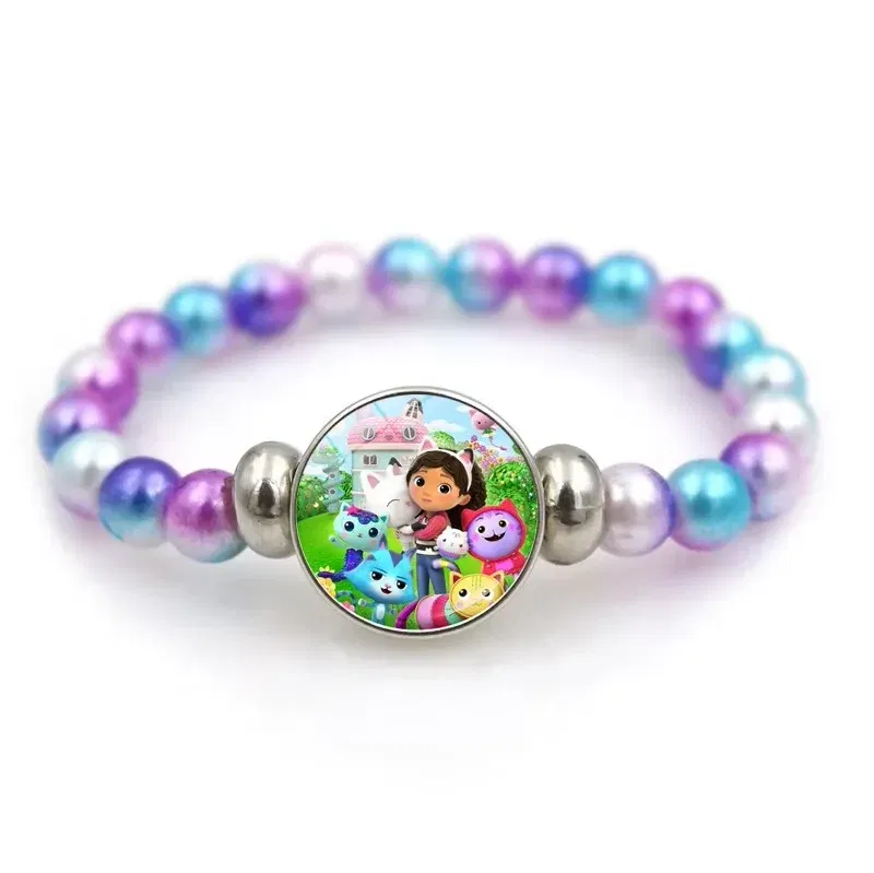 Color: Burgundy, Size: 40cm - Gabby Dollhouse Bracelet Fashion Beaded Wristband Cartoon Anime Jewelry Accessories Kids Girls Boys Birthday Baby Shower Gift
