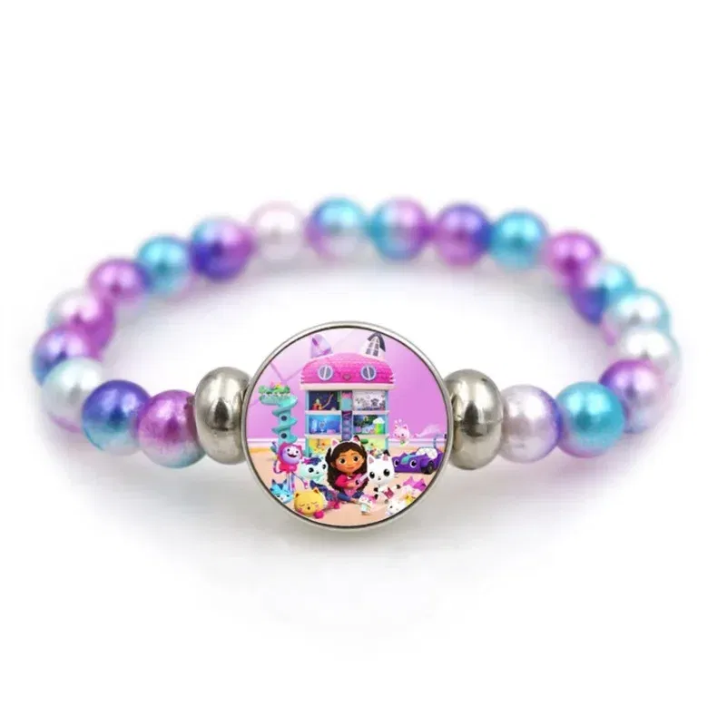 Color: Burgundy, Size: 40cm - Gabby Dollhouse Bracelet Fashion Beaded Wristband Cartoon Anime Jewelry Accessories Kids Girls Boys Birthday Baby Shower Gift