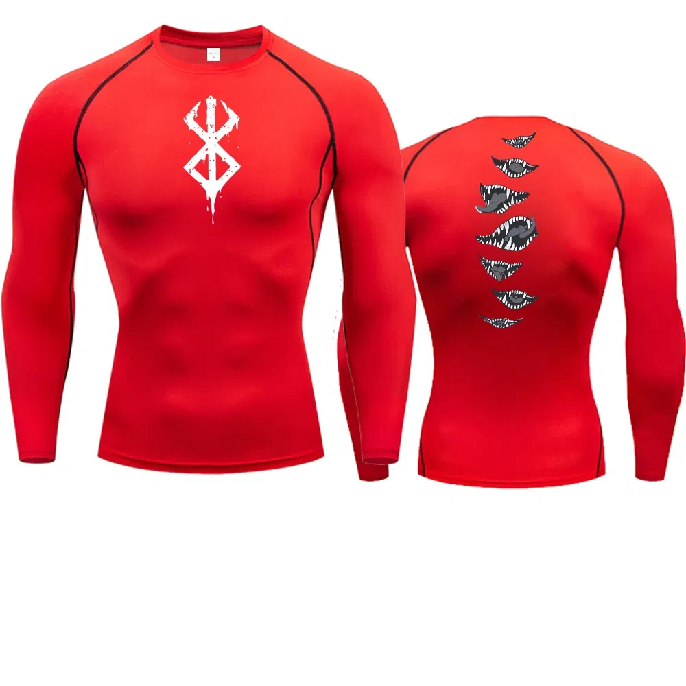Color: Pink, Size: XXXL - 2024Anime Berserk Guts Men's Compression Shirt Fitness Sport Running Tight Gym TShirts Athletic Quick Dry Tops Tee Summer