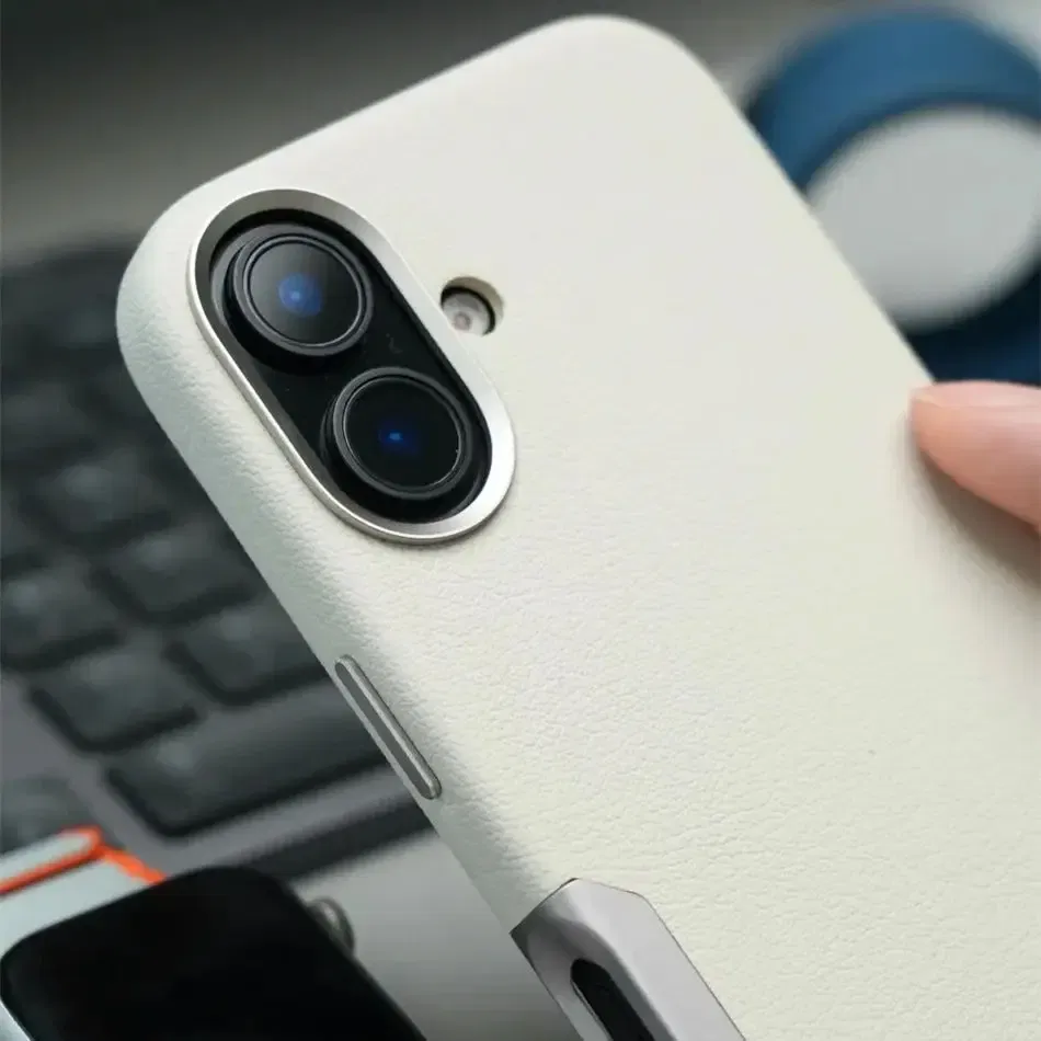 Color: black, Material: Silicon - Aluminium Camera Button For iPhone 16 Pro Max Case Solid Leather Alloy Len Magnetic Wireless Charge Shockproof Cover For Magsafe