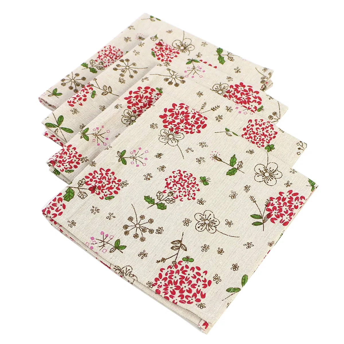 Color: Clear - 4PCS 40x40CM Floral Printed Cloth Napkins Japanese Style Dinner Dish Towel Wedding Restaurant Bar Table Mat serviette de table