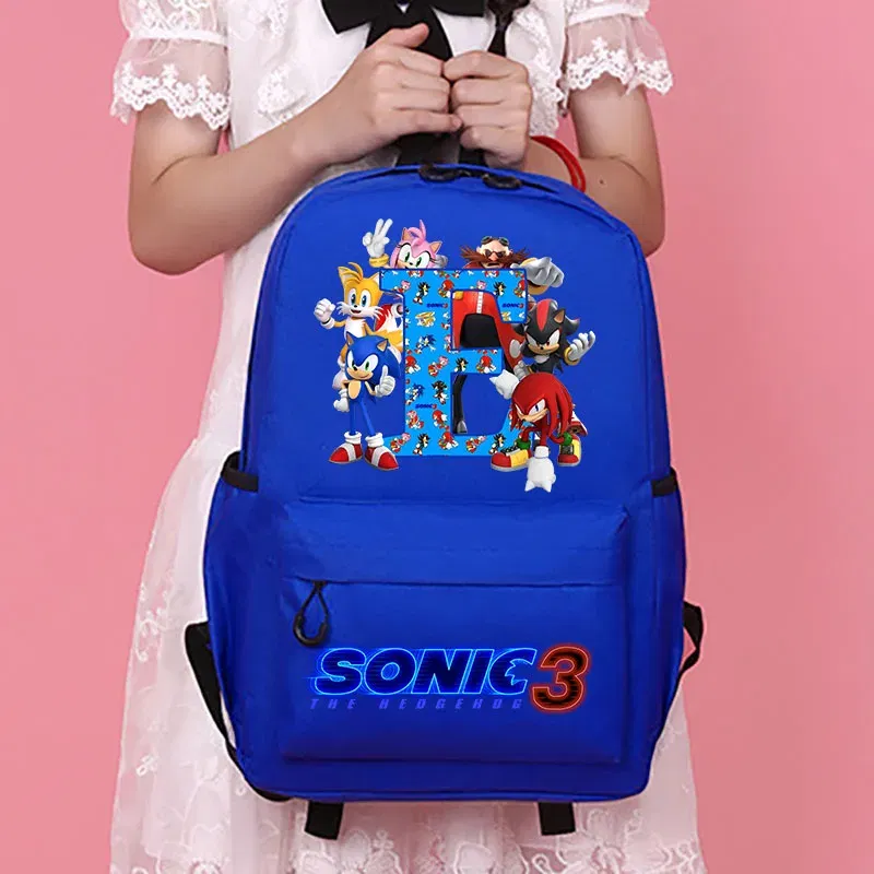 Color: Pink, Size: 40cm - Sonics Children Cartoon Schoolbag Kids Anime Cute Backpack Boy Fashion Knapsack Student Casual Shoulders Book Bag Xmas Gift 2025