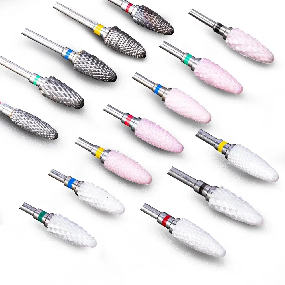 Color: Space Gray - Ceramic Carbide Nail Drill Bit Rotate Burr Milling Nail Cutter Bits Electric Drill Machine For Manicure Pedicure Tools