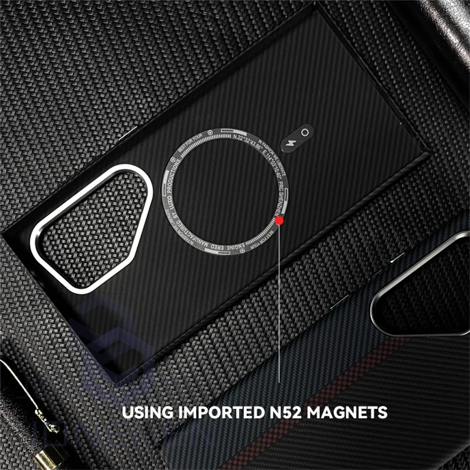 Color: SKY BLUE, Material: PC - Carbon Fibre 3D Relief For MagSafe Case For Samsung Galaxy S24 Ultra S23 Plus Wireless Charge Hard PC Shockproof Magnetic Cover