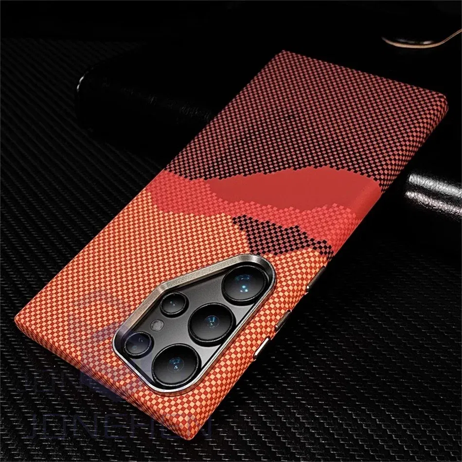 Color: SKY BLUE, Material: PC - Carbon Fibre 3D Relief For MagSafe Case For Samsung Galaxy S24 Ultra S23 Plus Wireless Charge Hard PC Shockproof Magnetic Cover