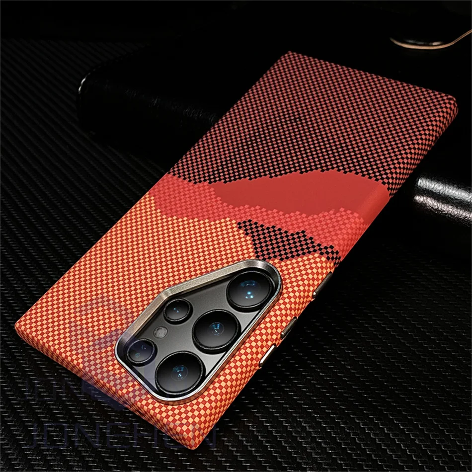 Color: SKY BLUE, Material: PC - Carbon Fibre 3D Relief For MagSafe Case For Samsung Galaxy S24 Ultra S23 Plus Wireless Charge Hard PC Shockproof Magnetic Cover
