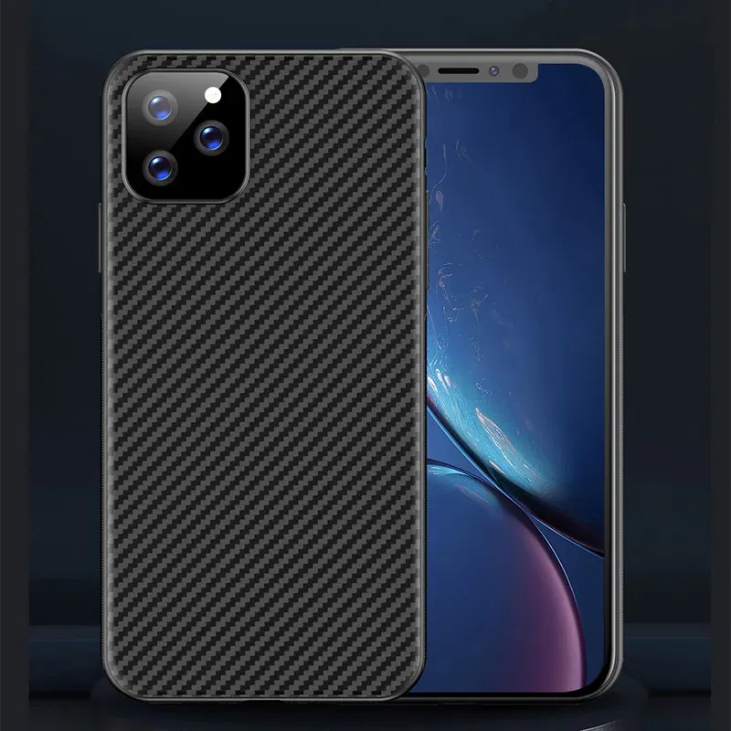Color: black, Material: Vinyl - Luxury Carbon Fiber Silicone Case for iPhone 13 11 12 14 15 16Pro Max XSMAX XR XS  X SE 5 6 6S 7 8 14Plus  Protective Soft Cover