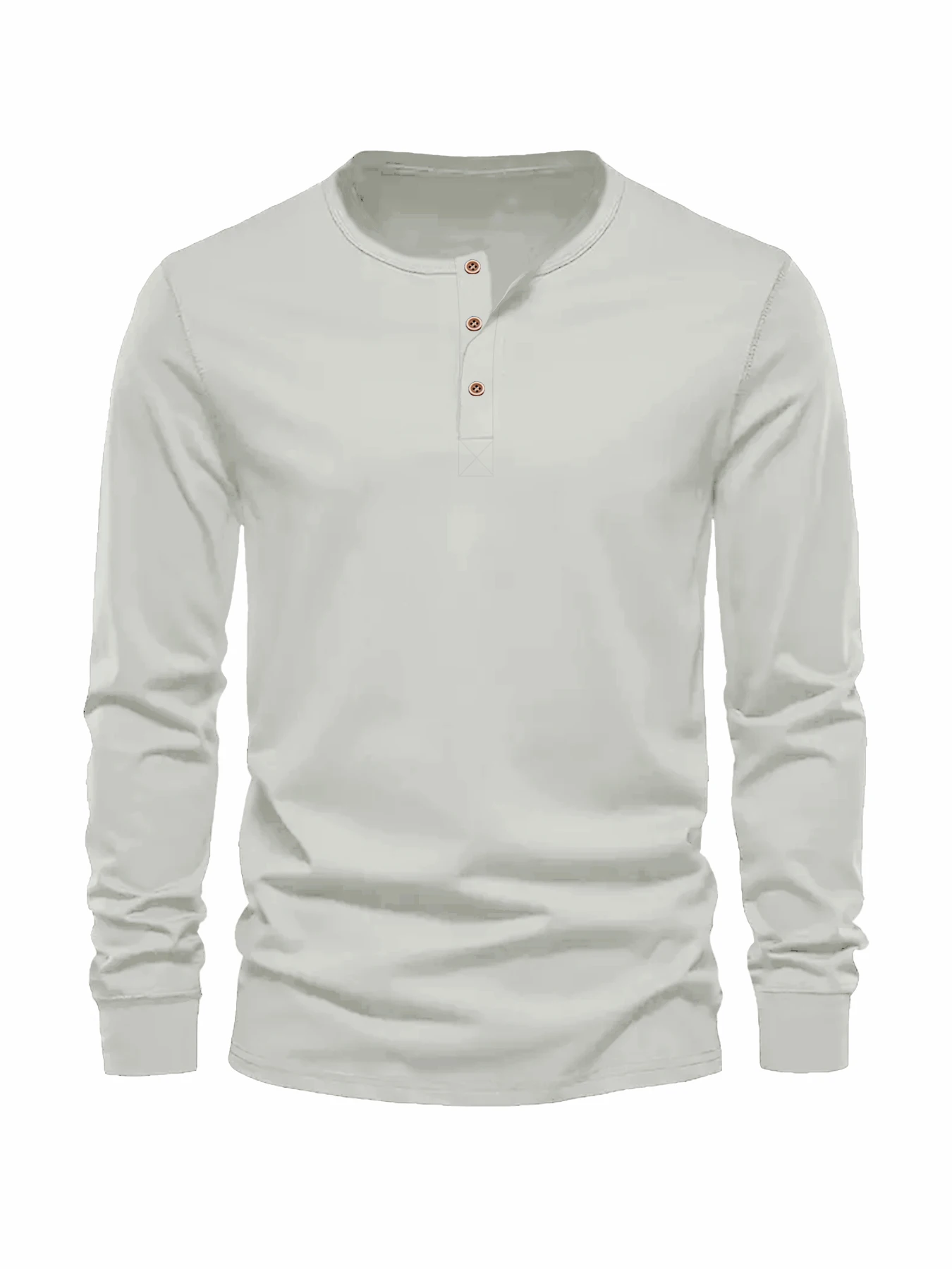 Color: WHITE, Size: XL - Men's Long Sleeved Henley Neck T-shirt Slim Fit Bottoming Shirt Fitness Tops Tees Button Neck Casual Cozy Tshirt