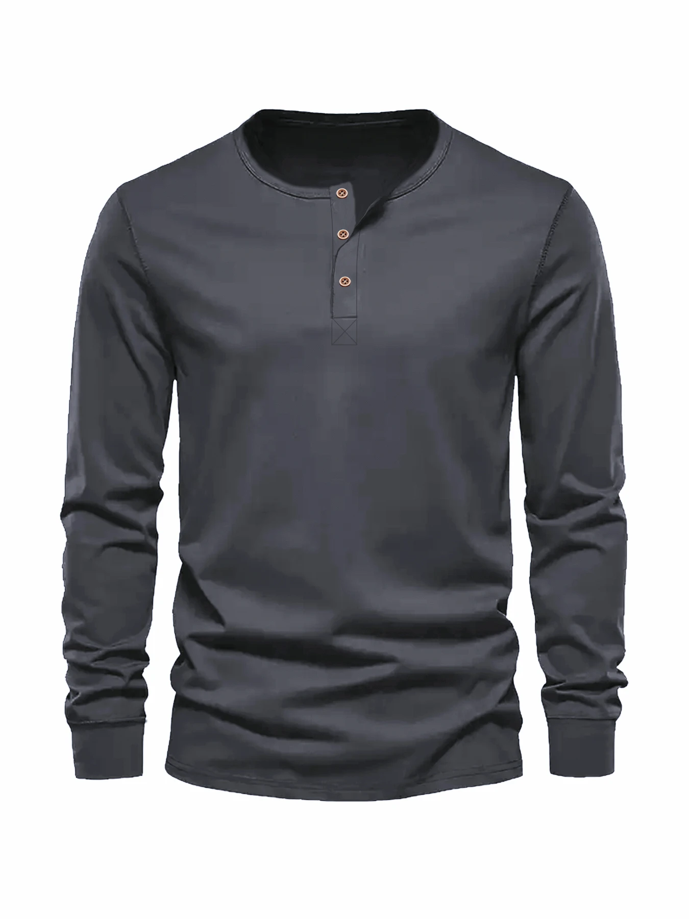 Color: WHITE, Size: XL - Men's Long Sleeved Henley Neck T-shirt Slim Fit Bottoming Shirt Fitness Tops Tees Button Neck Casual Cozy Tshirt