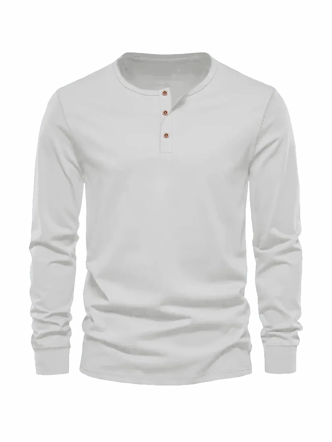 Color: WHITE, Size: XL - Men's Long Sleeved Henley Neck T-shirt Slim Fit Bottoming Shirt Fitness Tops Tees Button Neck Casual Cozy Tshirt