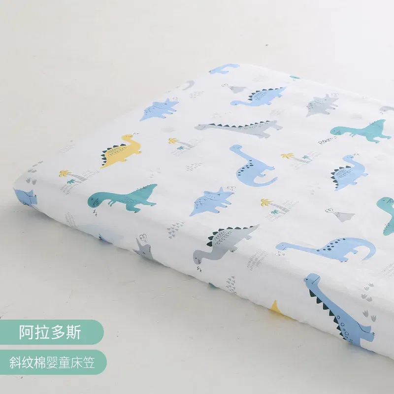 Color: green - 130cm * 70cm Cotton Crib Top Baby Bed Cover Child Infant Newborn Mattress Cover Twill Cotton Bedding