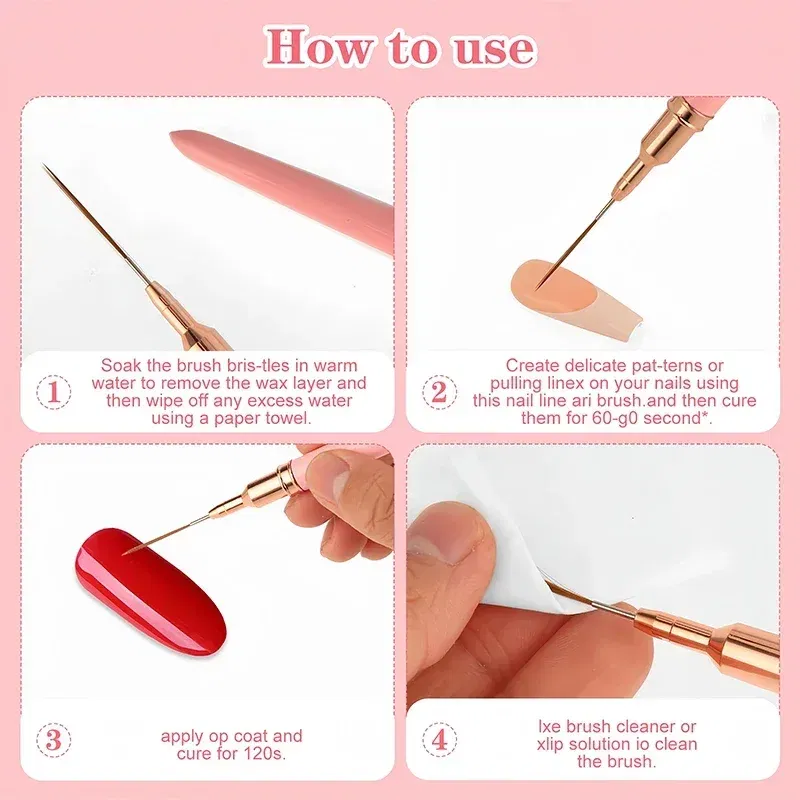 Color: VIOLET/?«?—?…° - 1Pcs French Stripe Nail Art Liner Brush Set Pink Tips Ultra-thin Line Drawing Pen Carved UV Gel Painting Brushes Manicure Tools