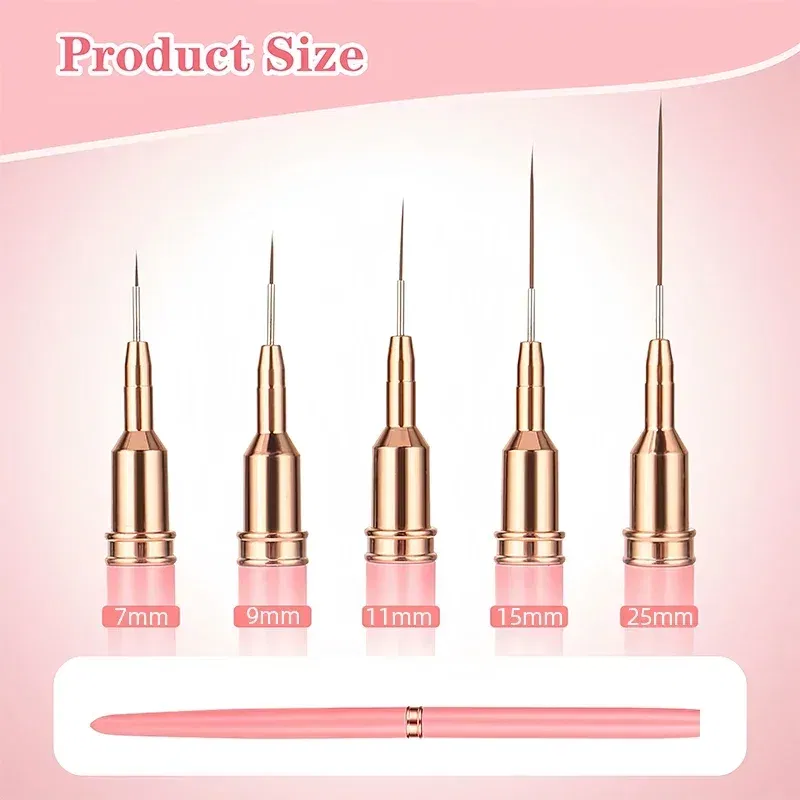 Color: VIOLET/?«?—?…° - 1Pcs French Stripe Nail Art Liner Brush Set Pink Tips Ultra-thin Line Drawing Pen Carved UV Gel Painting Brushes Manicure Tools