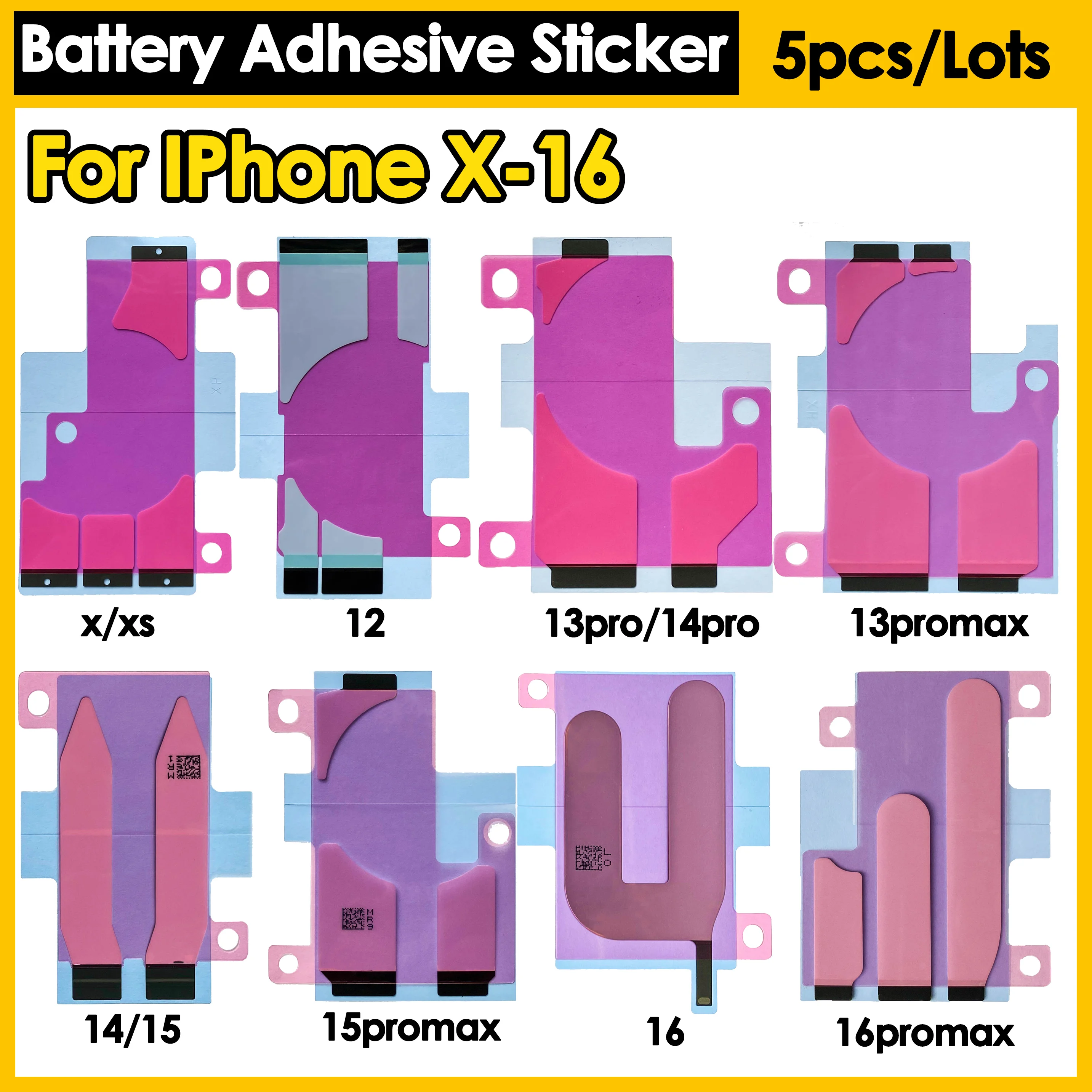 Color: Sky Blue - 5Pcs Battery Adhesive Sticker for iPhone 13 14 15 16 Pro Max 14 Plus 11Pro 12 Mini 13Pro Battery Glue Tape Replacement Pull Tab
