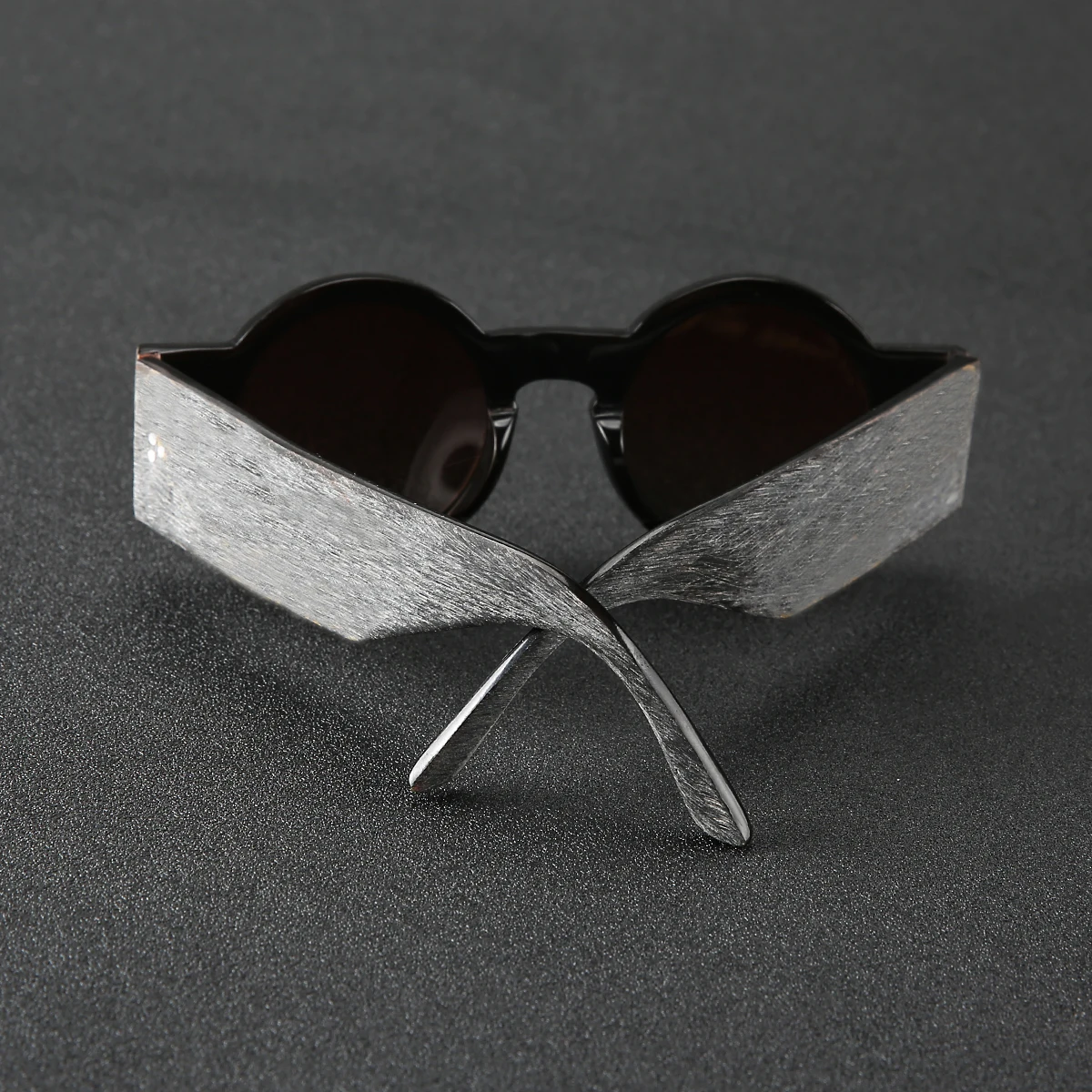 Frame Color: Coffee, Ships From: CHINA - Punk style retro personality round frame rough matte wide temple sunglasses frame buffalo horn material handmade custom