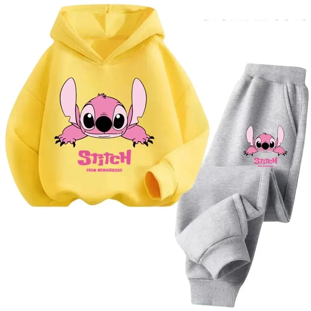 Color: army green, Kid Size: 4T - Children Hoodies Stitch Kawaii Fashion Pullover Sweatshirt Anime Trucksuit Manga Cartoons Girls Boy Kids Autumn Casual Clothes