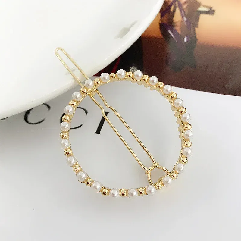 Color: green - 2019 New Fashion geometric Pearl rhinestone hairpin ball side clip Accessories For Women Girls Hairgrip Hairclip Headwear