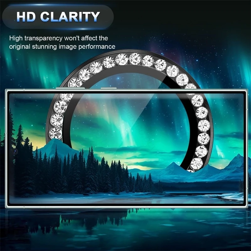 Material: CANVAS, Color: green - Bling 3D Diamond Metal Camera Ring Protector for Samsung Galaxy A55 A35 A25 A15 A05 5G Alloy Lens HD Tempered Glass Protect Cap