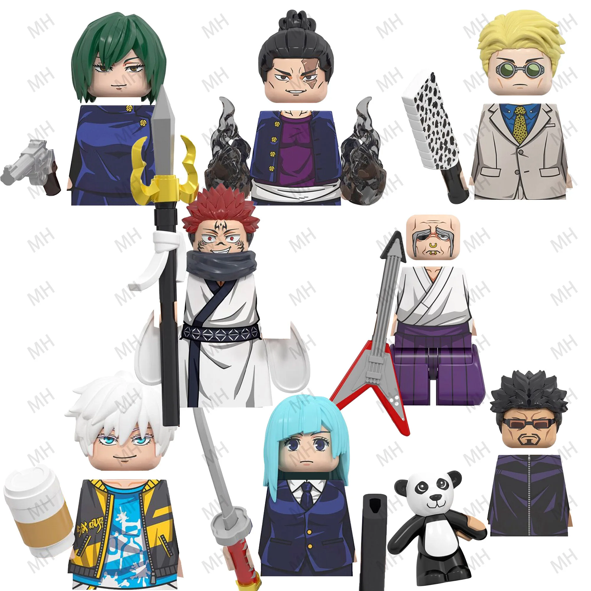 Color: VIOLET/?«?—?…° - Anime Jujutsu Kaisen JJK Gojo Satoru Riko Orimoto Okkotsu Yuta Nanami Panda Building Blocks Figures Toys WM6139 WM6140 WM6149