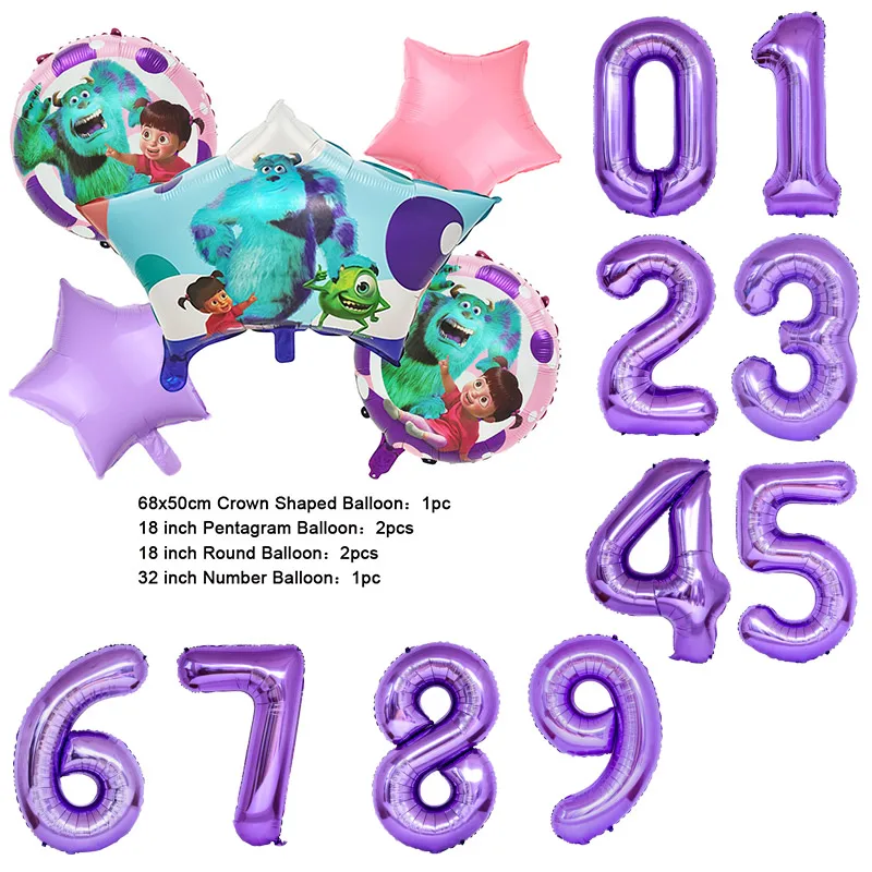 Color: DEEP BLUE, Capacity: 450 ml - Monsters University Monsters, Inc. James P. Sullivan Theme Birthday Party Decoration Crown Shaped Balloon Set Baby Shower
