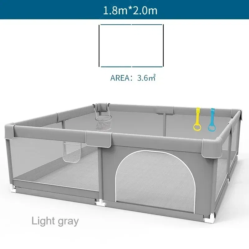 Color: Light grey, Ships From: CHINA - IMBABY Baby Playpen Gray Baby Corralitos Playpen for Children with Pull Ring Ball Box Child Safety Barrier Fence Baby Gym
