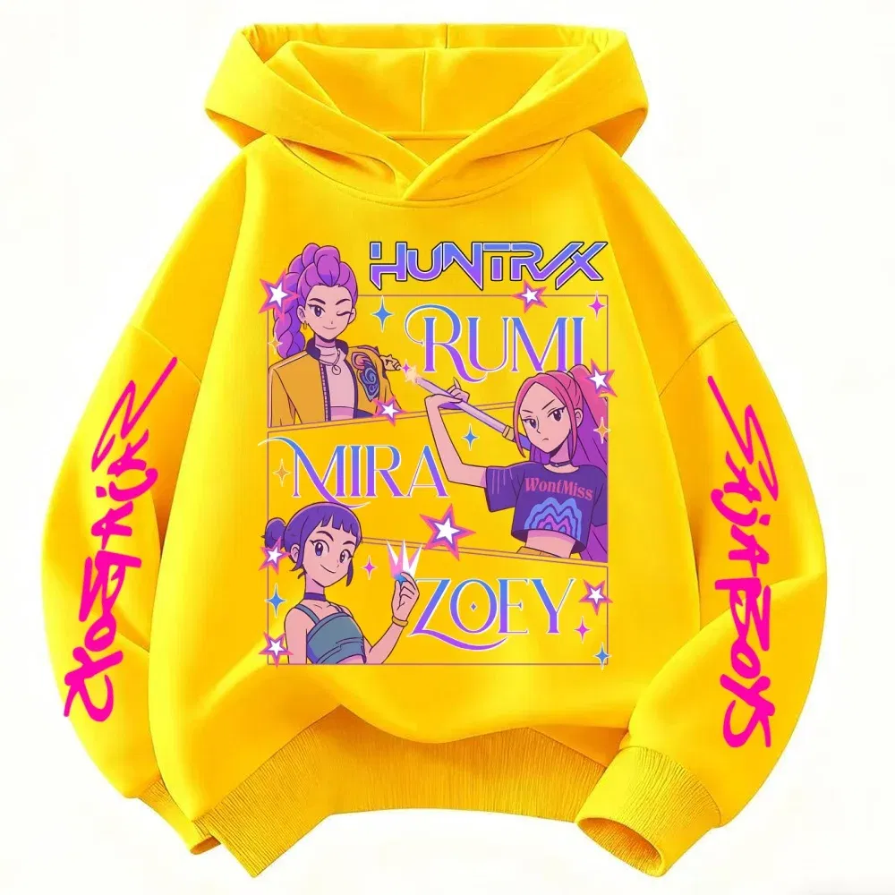Color: Red, Kid Size: 6 - Children's Hoodies KPop Demon Hunters tops Boy Girls Coat Casual Toddle Sweatshirr white pink child 3-12 year the Spring Autumn