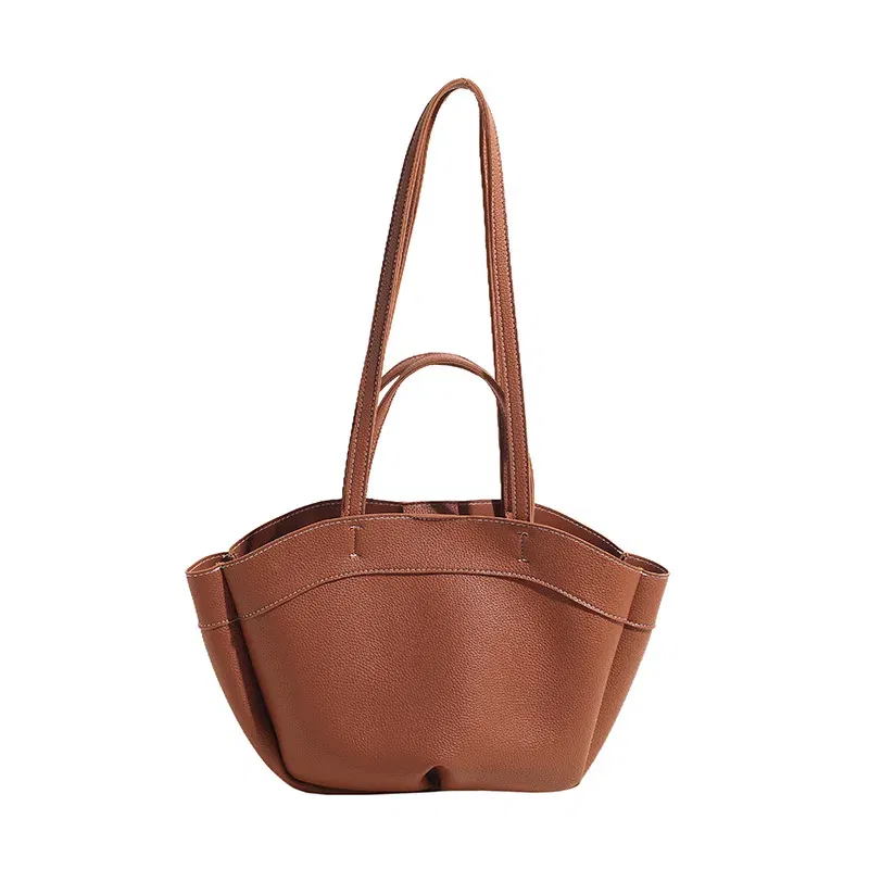 Color: light brown - Tote bag fashionable large capacity mother and child bag single shoulder portable shopping bag