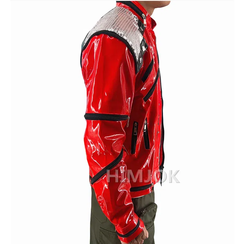 Color: Burgundy, Size: M - Michael Jackson Costumes Jacket Beat It for Adults Cosplay Impersonate Halloween Christmas
