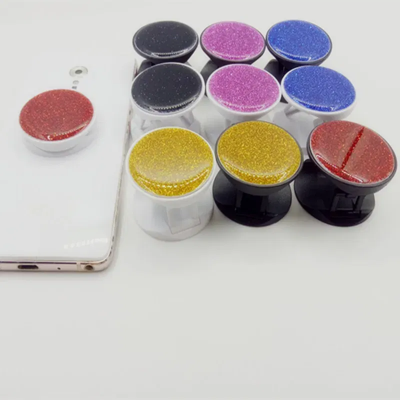 Color: Pink - 1pcs Cell Phone Bracket Houder Universal Quicksand Glitter Expanding Smartphone Holder Grip Stand For iPhone X XS 8 7 6 Plus