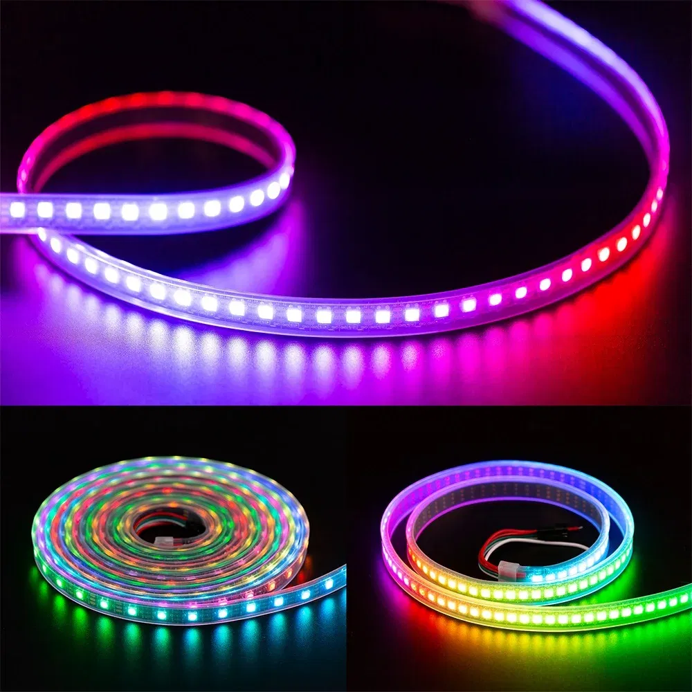 Emitting Color: Emitting Color7, Color: plum - 1m/2m/5m WS2812B ECO 30/60/100/144 pixels/leds/m TV RGB Led Strip Light WS2812 IC Individually Addressable Black/White PCB DC5V