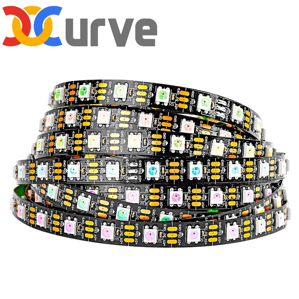 Emitting Color: Emitting Color7, Color: plum - 1m/2m/5m WS2812B ECO 30/60/100/144 pixels/leds/m TV RGB Led Strip Light WS2812 IC Individually Addressable Black/White PCB DC5V