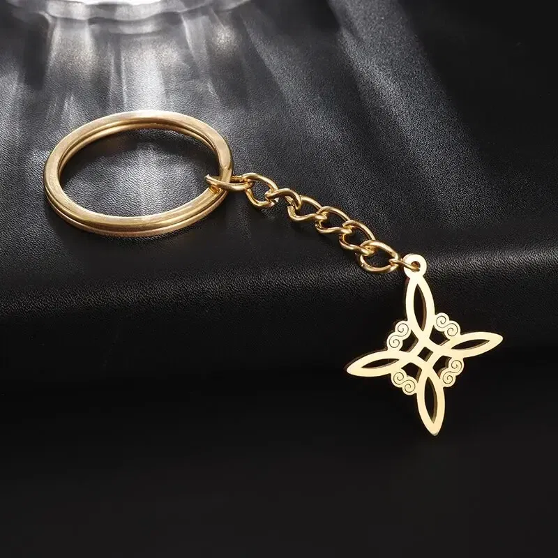 Metal color: Dark Gold - Witch Knot Cuff Stainless Steel Pagan Witchcraft Symbols Magic Knot Women\'s Good Luck Amulet Bracelet Celtic Knot Bracelet
