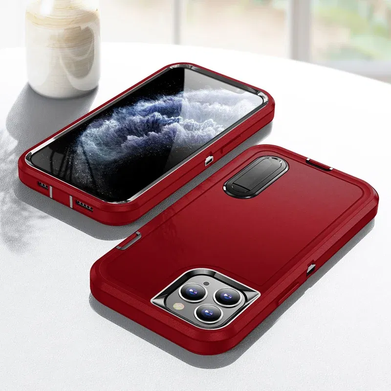 Color: black, Material: Plastic - PKCASE Shockproof Case For iPhone 13 Mini 12 11 Pro Max 6 7 8 Plus Bracket Protective Cover For iPhone X XS XR SE 2020 2022