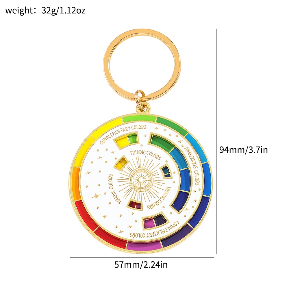 Color: black - Color Wheel Keyring for Painters, Interactive Keychain, Art Keychains, Gifts