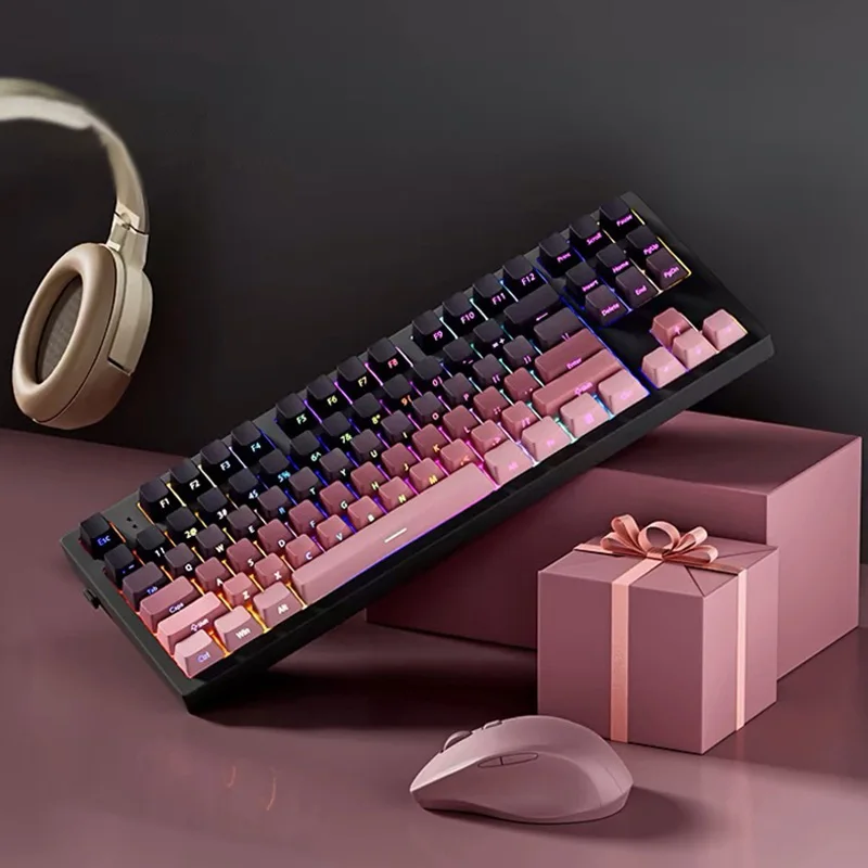 Color: Red - Gradient Keycaps Side Printed Shine Through PBT Double Shot OEM Profile for MX Switches Gaming Keyboard 130+key caps