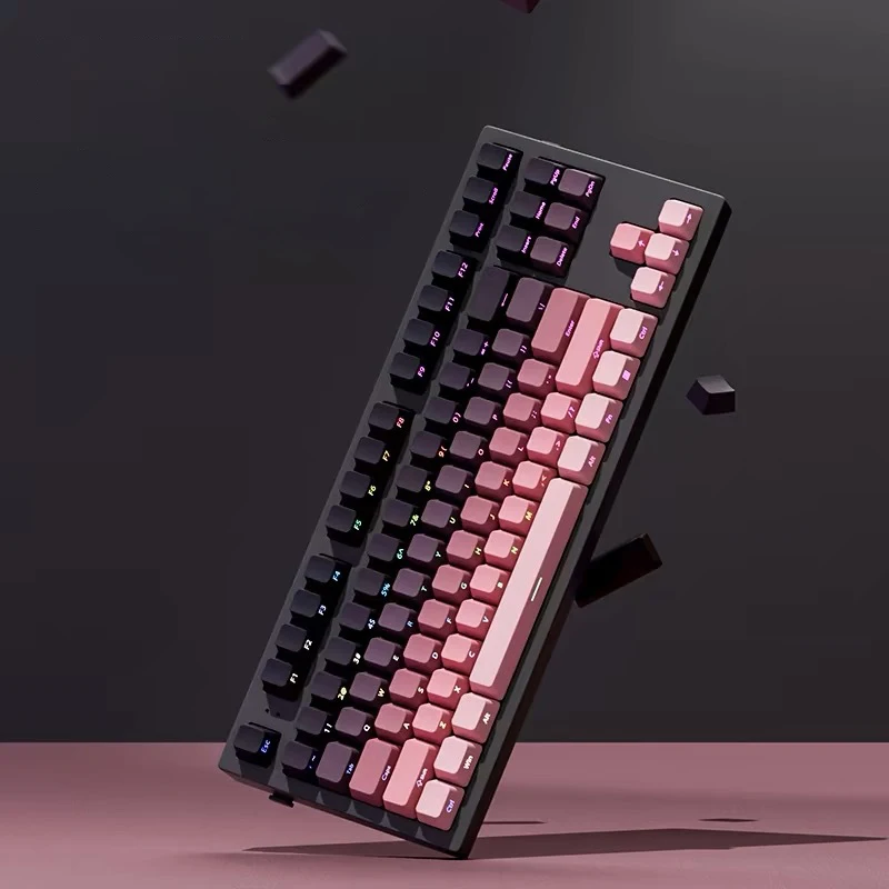 Color: Red - Gradient Keycaps Side Printed Shine Through PBT Double Shot OEM Profile for MX Switches Gaming Keyboard 130+key caps