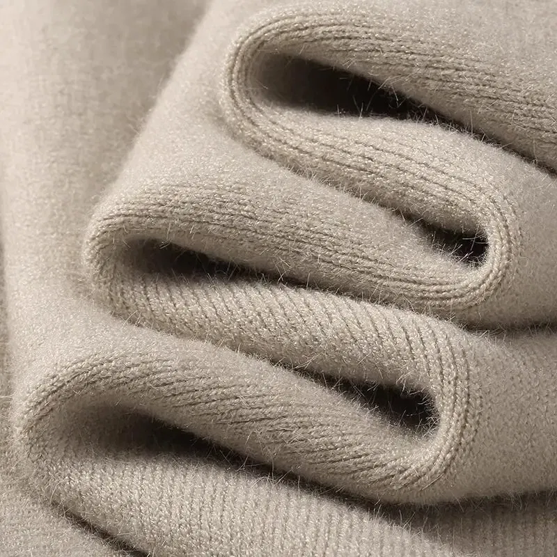 Color: GRAY, Size: XXXL - Plush Men's Knitted Sweater Turtleneck with Velvet Padded Warm Solid Pullovers Autumn Winter Thick Bottom Casual O-Neck Sweater