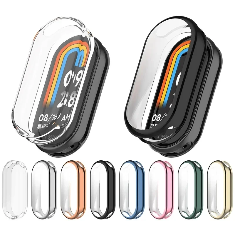 Color: Clear - Protective Case For Xiaomi Mi Band 8 Screen Protector Full Cover XioMi Band8 Soft TPU Cover