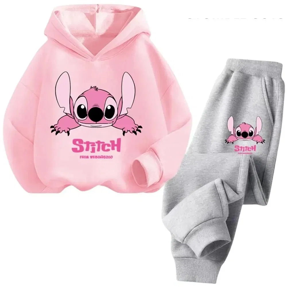 Color: army green, Kid Size: 7 - Children Hoodies Stitch Kawaii Fashion Pullover Sweatshirt Anime Trucksuit Manga Cartoons Girls Boy Kids Autumn Casual Clothes