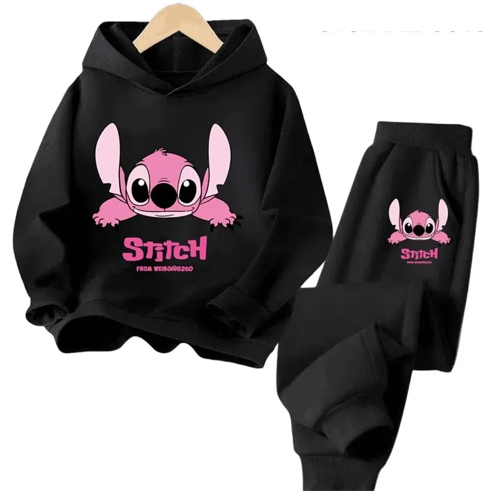 Color: army green, Kid Size: 7 - Children Hoodies Stitch Kawaii Fashion Pullover Sweatshirt Anime Trucksuit Manga Cartoons Girls Boy Kids Autumn Casual Clothes