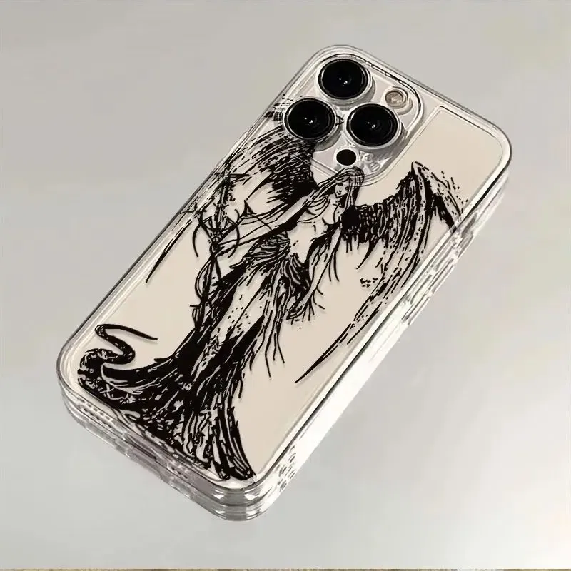 Color: Sky blue, Material: Canvas - luxury bloodsacrifice Black Angel Death demon Phone Case For iPhone 15 14 13 12 11 Mini Pro Max XR XSMax 7 8 Plus SE Clear Cover