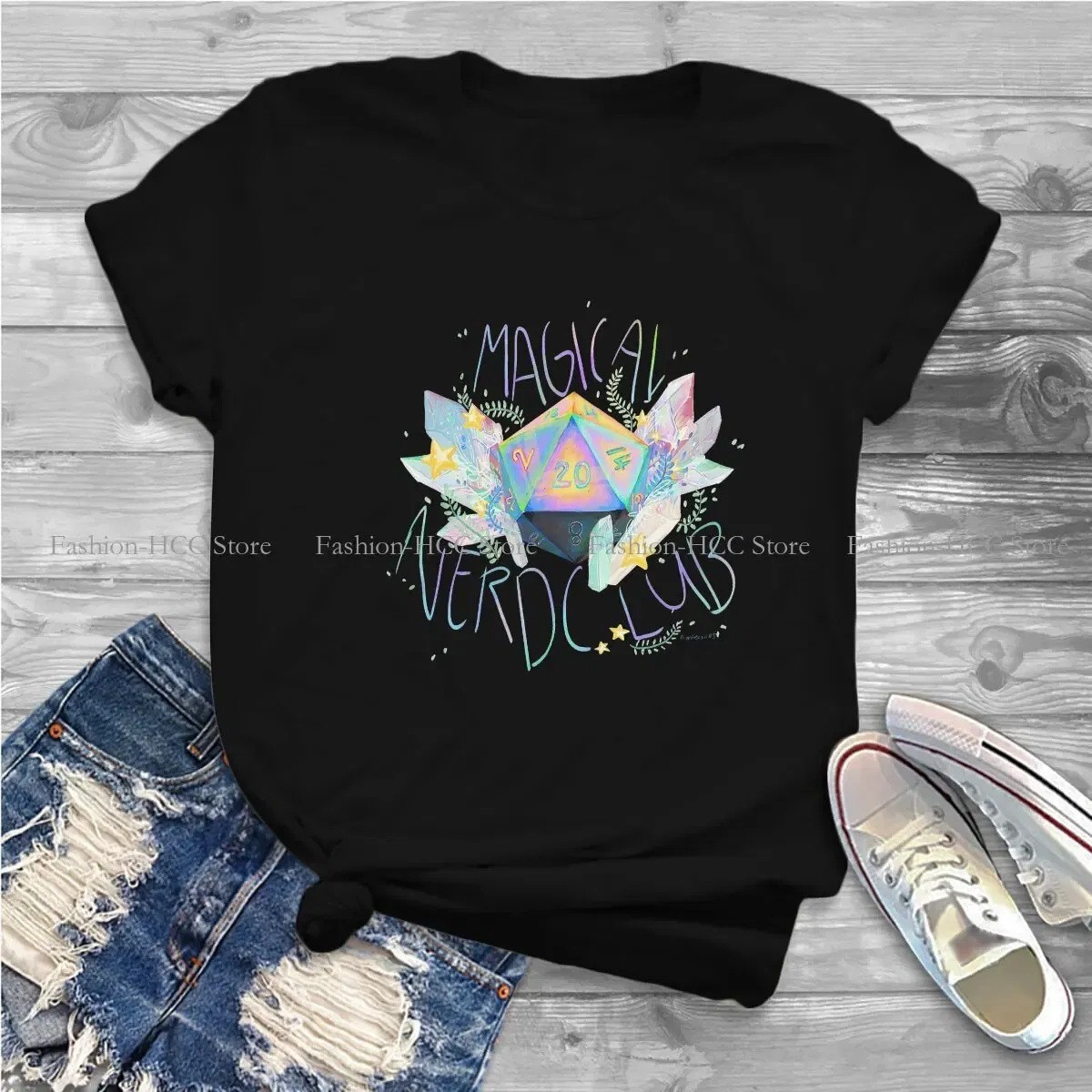 Color: WHITE, Size: L - Magical Nerd Club Style Polyester TShirt DND Game Comfortable Creative Gift Idea T Shirt Stuff