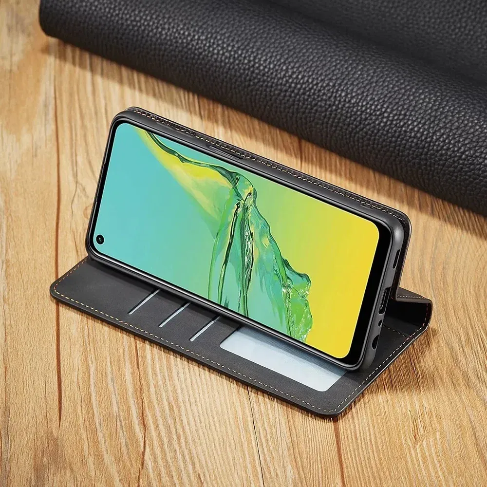Color: black, Material: Leather - Leather Case for Samsung Galaxy A54 A53 A34 A33 A14 A13 A15 A25 A12 A22 A32 A52s A6 A7 A10 A20e A40 A50 A70 A21s A31 A41 A51 A71