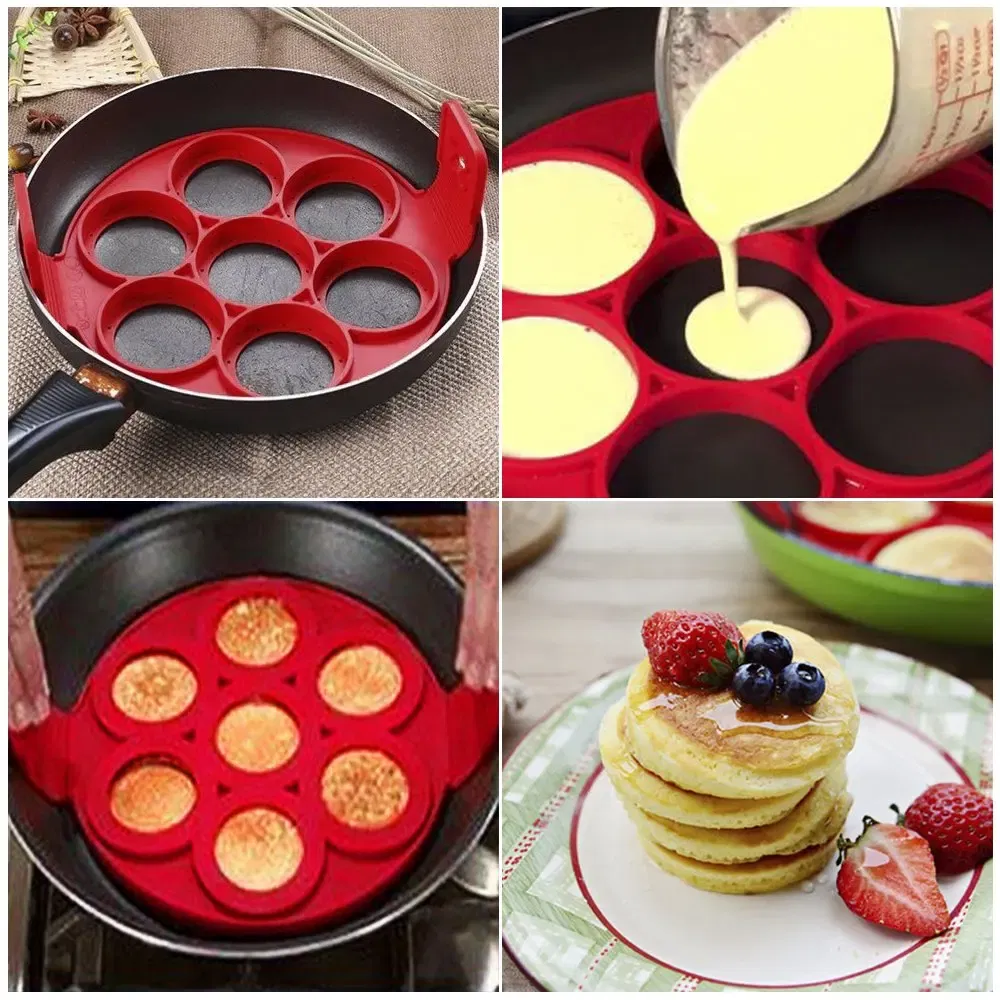 Color: Green - Egg Pancake Ring Non-stick Pancake Machine Mold Silicone Egg Frying Pan Forming Machine Omelet Mold Kitchen Baking Accessories