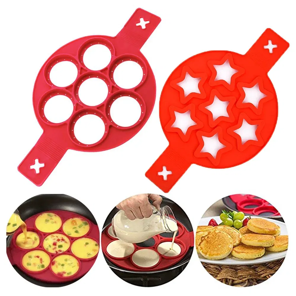 Color: Green - Egg Pancake Ring Non-stick Pancake Machine Mold Silicone Egg Frying Pan Forming Machine Omelet Mold Kitchen Baking Accessories