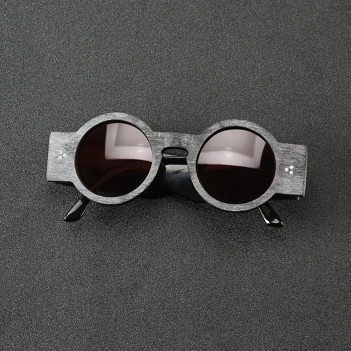 Frame Color: Yellow, Ships From: CHINA - Punk style retro personality round frame rough matte wide temple sunglasses frame buffalo horn material handmade custom