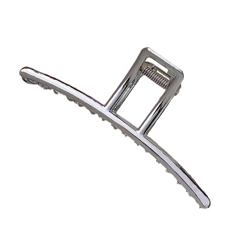 Color: Silver - Korean Style Fashion Cool Metal Hair Claws Temperament Personality Shark Clips For Women Simple Headwear Hair Accessories