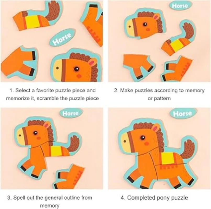 Color: GRAY, Ships From: CHINA - Wooden Puzzle Jigsaw Toys For Children Wood 3d Cartoon Animal Puzzles Intelligence Kids Early Educational Toys for Children