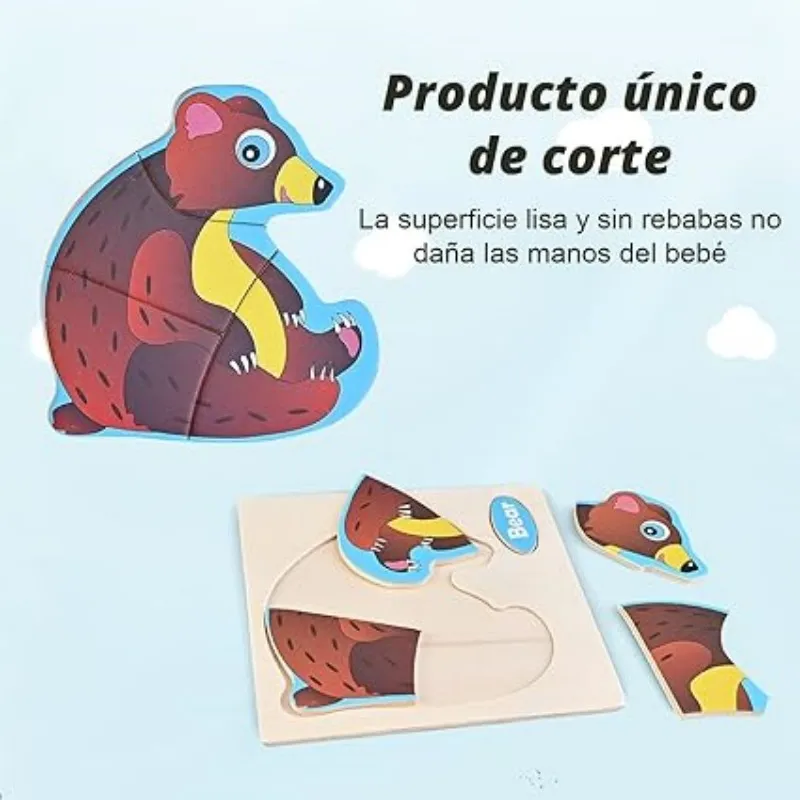 Color: GRAY, Ships From: CHINA - Wooden Puzzle Jigsaw Toys For Children Wood 3d Cartoon Animal Puzzles Intelligence Kids Early Educational Toys for Children